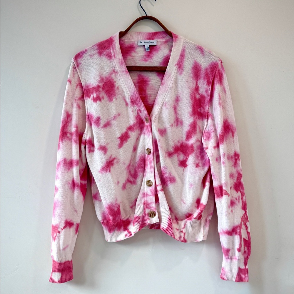 Michael Stars Pink Tie-Dye Button Down Sweater Cardigan - Picture 3 of 10